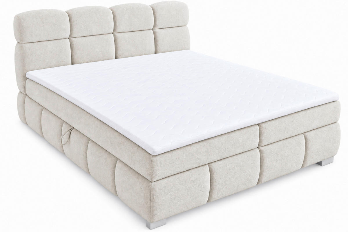 BOXBETT 180/200 cm,  in Perlmutt, Bettkasten, Topper,  - Chromfarben/Perlmutt, MODERN, Holz/Kunststoff (180/200cm) - MID.YOU
