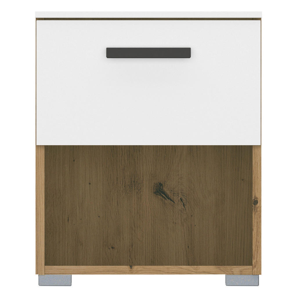 Thumbnail - Xora Nachtschrank, Weiß, Eiche Artisan, Metall, 1 Schubladen, 40x49x42 cm, Blauer Engel, Goldenes M, Made in Germany, So...