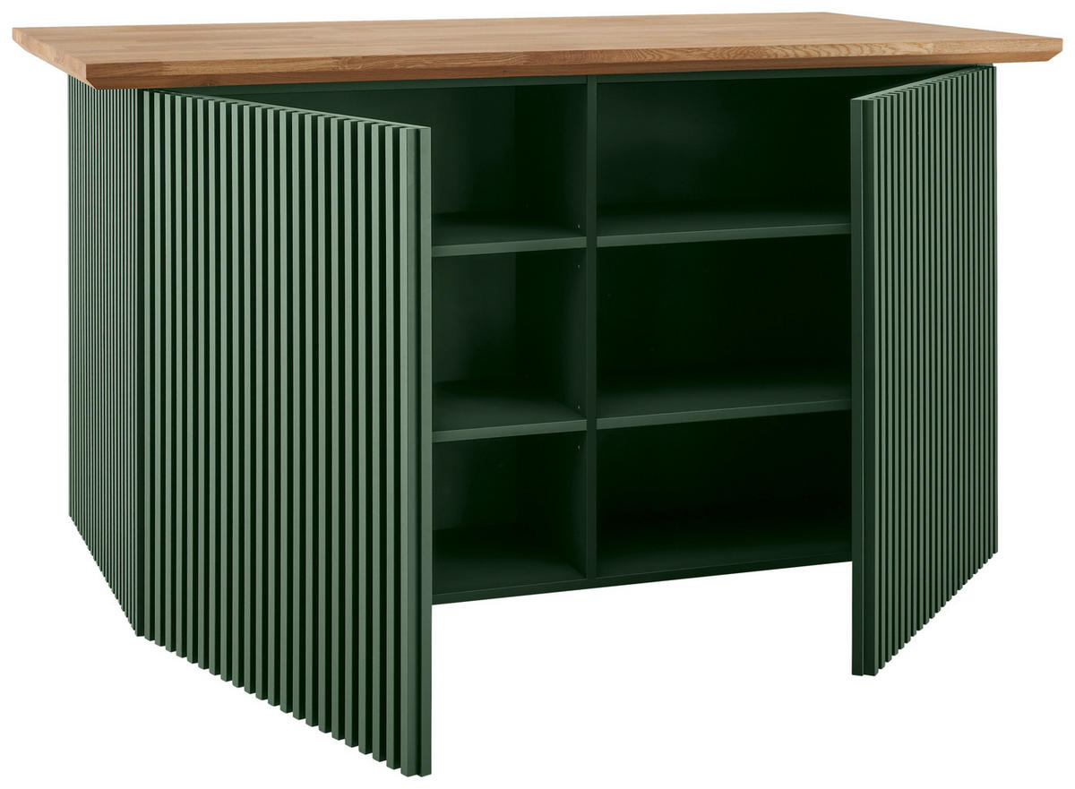 KÜCHENINSEL 160/88/90 cm  in Grün  - Eichefarben/Grün, Basics, Holz/Holzwerkstoff (160/88/90cm) - Carryhome