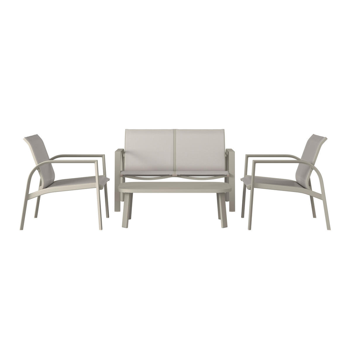 GARTENSET Webstoff Aluminium  - Beige/Weiß, MODERN, Textil/Metall (67/122/53/82/82/35/72/72/103cm) - Ambia Garden
