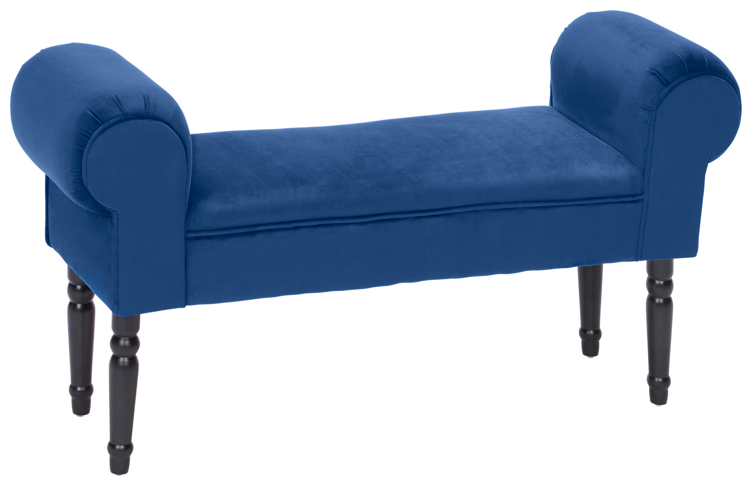 SITZBANK 100/54/30 cm Samt Blau, Schwarz Kiefer massiv - Blau/Schwarz, Trend, Holz/Textil (100/54/30cm) - Xora