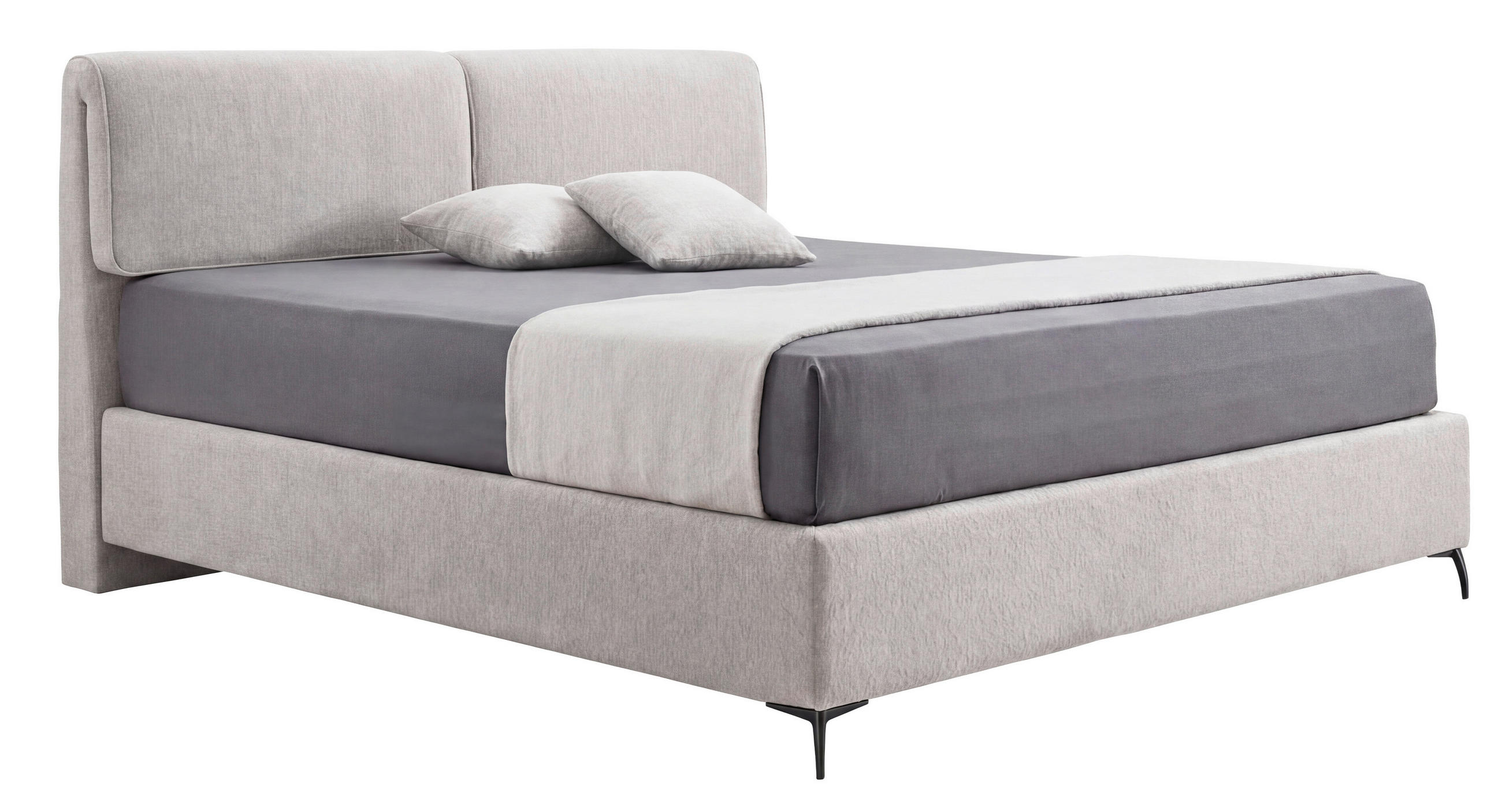 BOXSPRINGBETT 180/200 cm,  in Naturfarben, H2 + H3 = mittel + fest  - Schwarz/Naturfarben, Design, Textil/Metall (180/200cm) - hülsta