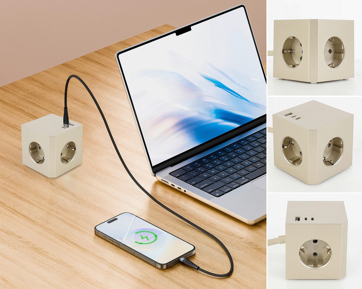 STECKDOSENWÜRFEL - Goldfarben, Basics, Kunststoff (7,5/7,5/7,5cm) - Mican