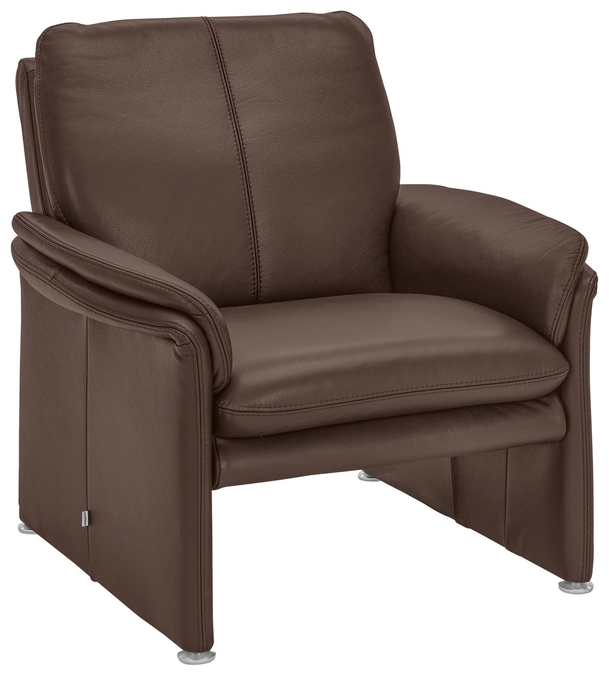 SESSEL in Echtleder Braun  - Chromfarben/Braun, KONVENTIONELL, Leder/Metall (98/90/86cm) - Celina Home