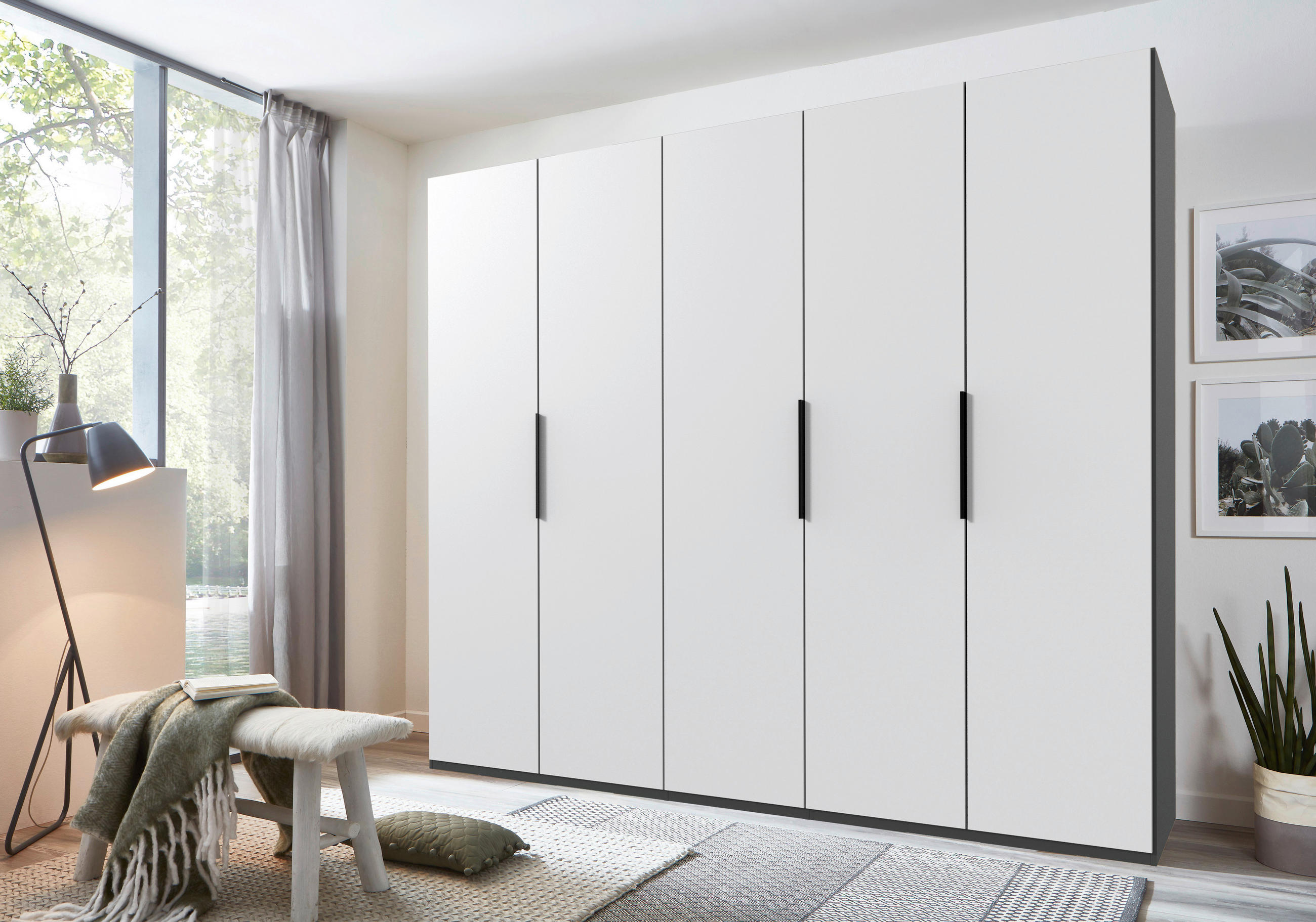 DREHTÜRENSCHRANK in Graphitfarben, Weiss  - Weiss/Schwarz, Konventionell, Holzwerkstoff/Metall (250/236/58cm) - Hom`in