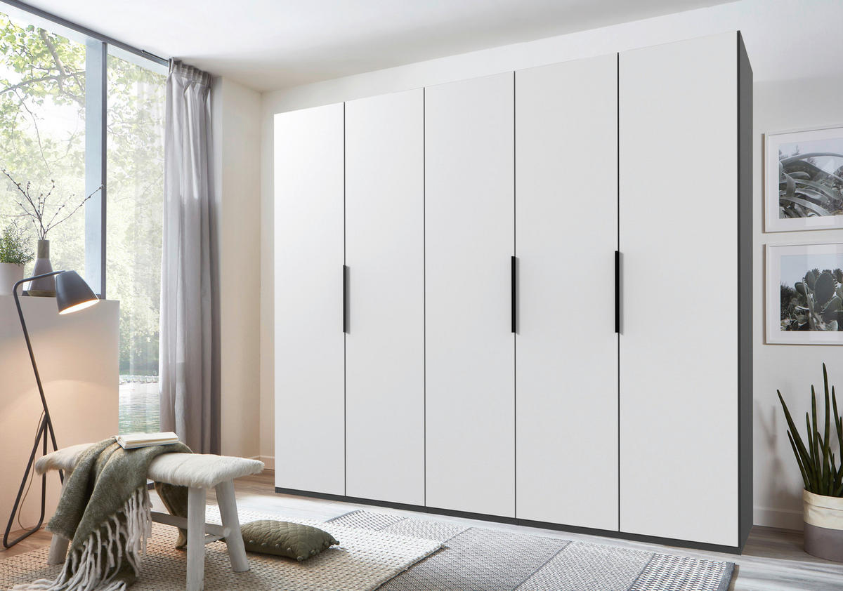 DREHTÜRENSCHRANK in Graphitfarben, Weiss  - Weiss/Schwarz, Konventionell, Holzwerkstoff/Metall (250/236/58cm) - Hom`in