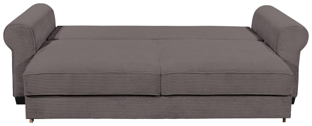 SCHLAFSOFA Cord Dunkelgrau  - Dunkelgrau/Schwarz, KONVENTIONELL, Kunststoff/Textil (250/95/125cm) - Hom`in