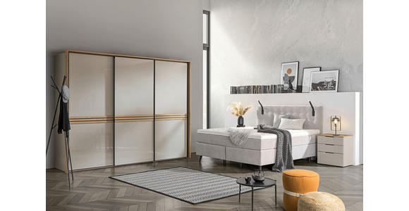 BOXSPRINGBETT 180/200 cm  in Hellgrau  - Chromfarben/Hellgrau, KONVENTIONELL, Kunststoff/Textil (180/200cm) - Voleo