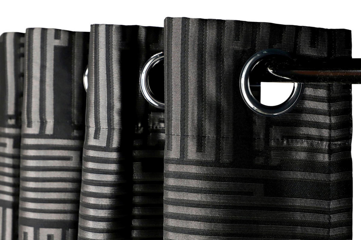 ÖSENSCHAL FINE BARS blickdicht 140/250 cm   - Schwarz, Basics, Textil (140/250cm) - Joop!