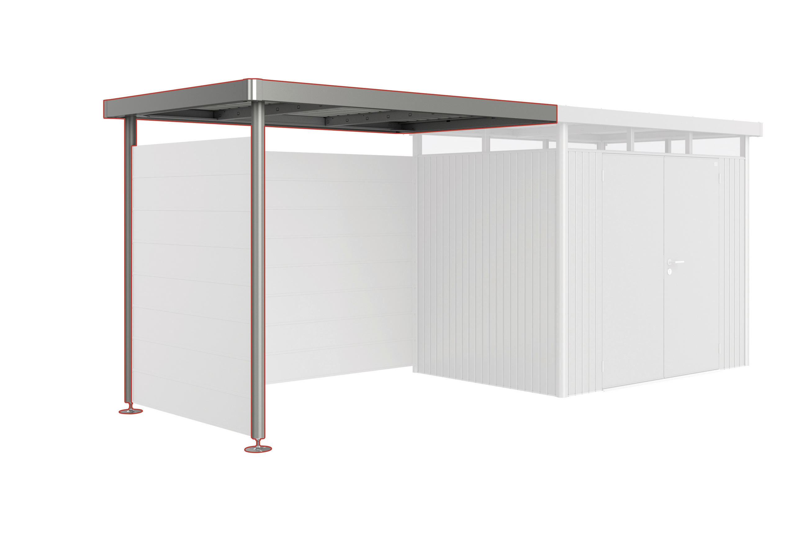 SEITENDACH 282/222/195 cm  - Grau, Design, Metall (282/222/195cm) - Biohort