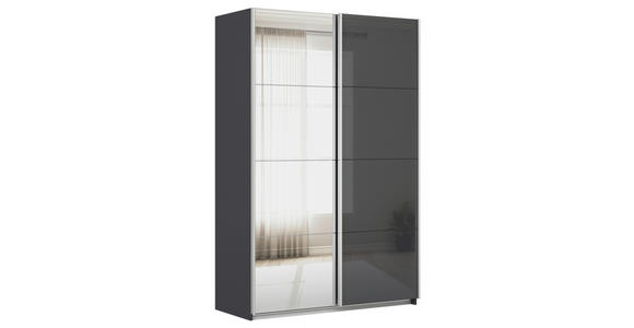 SCHWEBETÜRENSCHRANK  in Grau  - Alufarben/Grau, KONVENTIONELL, Glas/Holzwerkstoff (136/210/62cm) - Xora