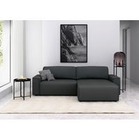 ECKSOFA in Struktur Anthrazit  - Anthrazit/Schwarz, Modern, Kunststoff/Textil (265/164cm) - Trendmanufaktur