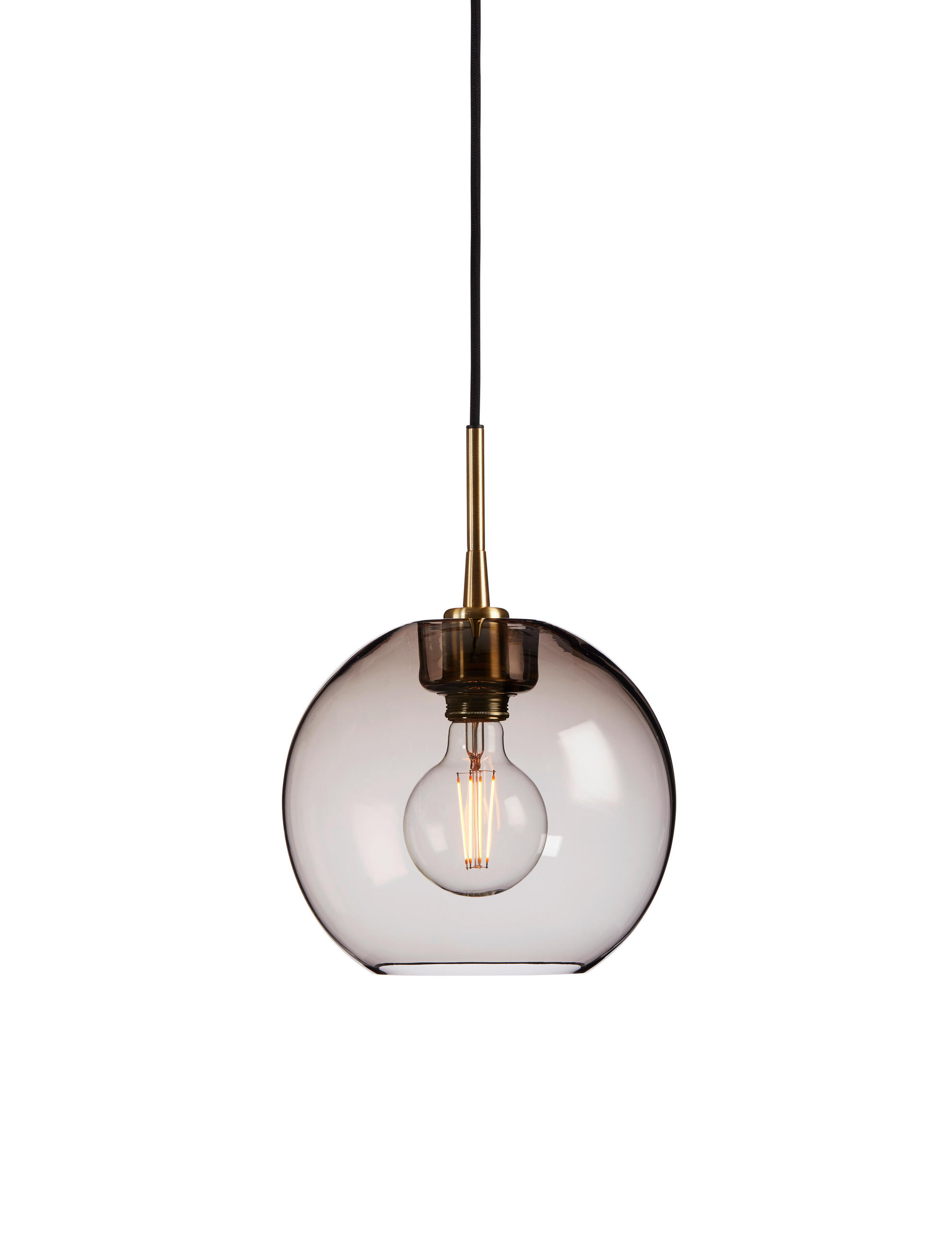 HÄNGELEUCHTE Gloria 26/290 cm   - Dunkelbraun/Messingfarben, KONVENTIONELL, Glas/Metall (26/290cm) - Belid