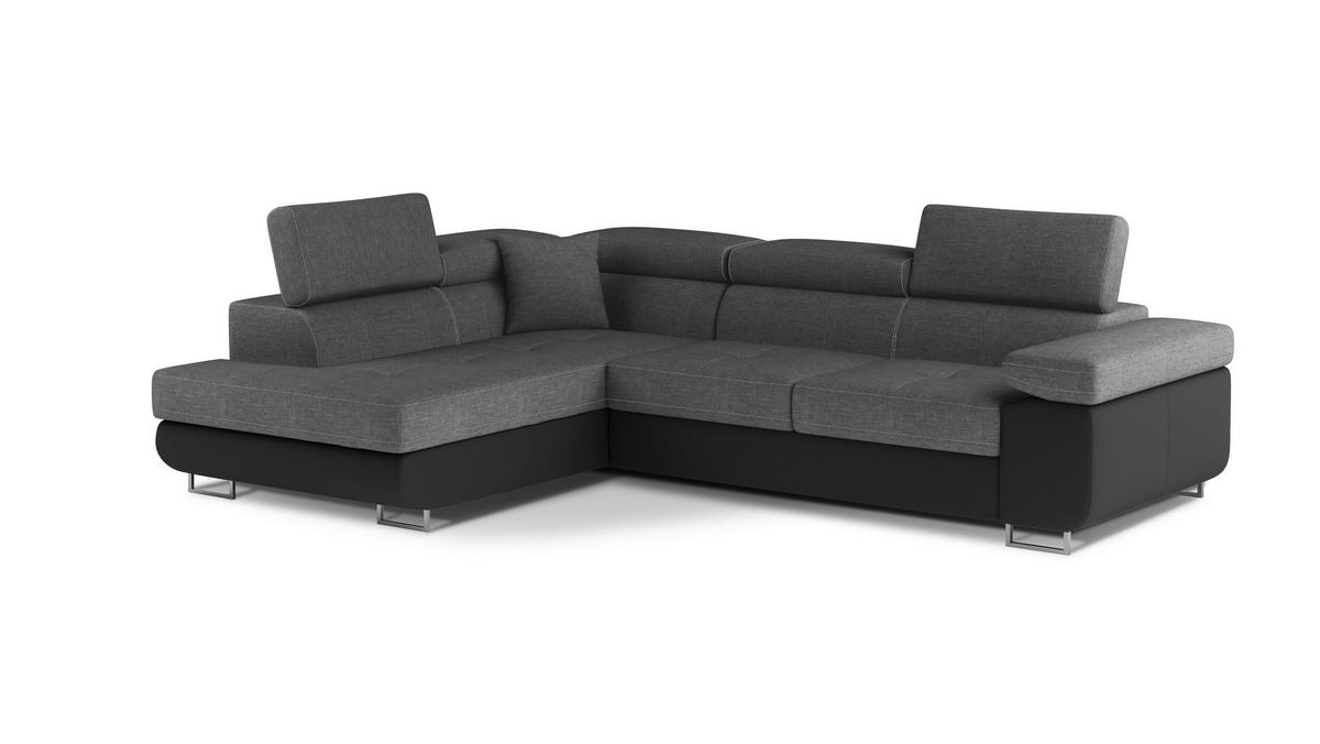 ECKSOFA  Grau, Schwarz Textilgeflecht  - Chromfarben/Schwarz, Design, Textil/Metall (203/272cm) - MID.YOU