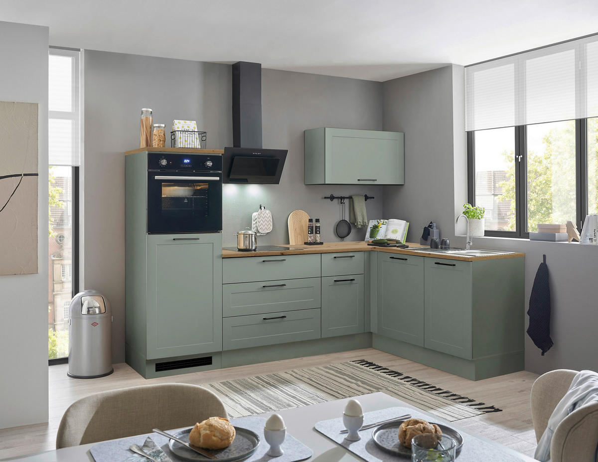 ECKKÜCHE 260/175 cm  in Grün, Eiche Artisan  - Schwarz/Eiche Artisan, Design, Holzwerkstoff/Metall (260/175cm) - MID.YOU