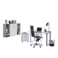 BÜRO erweiterbar, abschließbar Grau, Weiß - Weiß/Grau, MODERN, Holzwerkstoff/Metall - MID.YOU