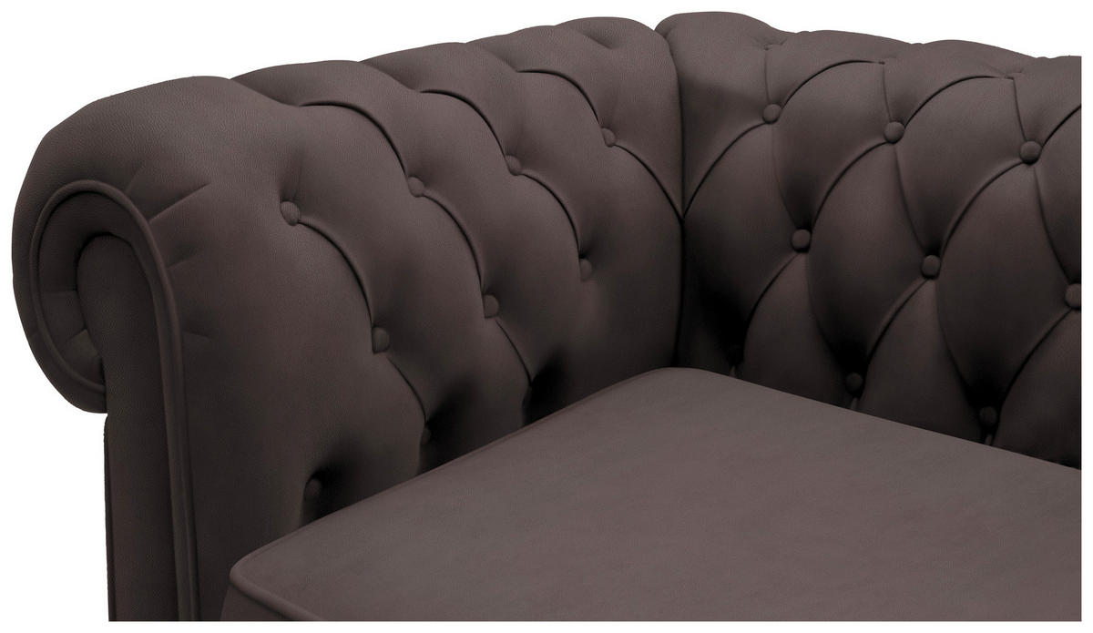 CHESTERFIELD-SOFA in Lederlook Dunkelbraun  - Wengefarben/Dunkelbraun, Lifestyle, Holz/Textil (206/76,5/96cm) - Landscape