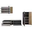 WOHNWAND  in Greige, Wildeiche  314/211/45 cm  - Wildeiche/Greige, Design, Glas/Holz (314/211/45cm) - Moderano