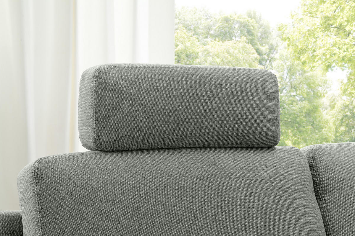 ECKSOFA in Flachgewebe Dunkelgrau  - Chromfarben/Dunkelgrau, Design, Textil (255/208cm) - Pure Home Comfort