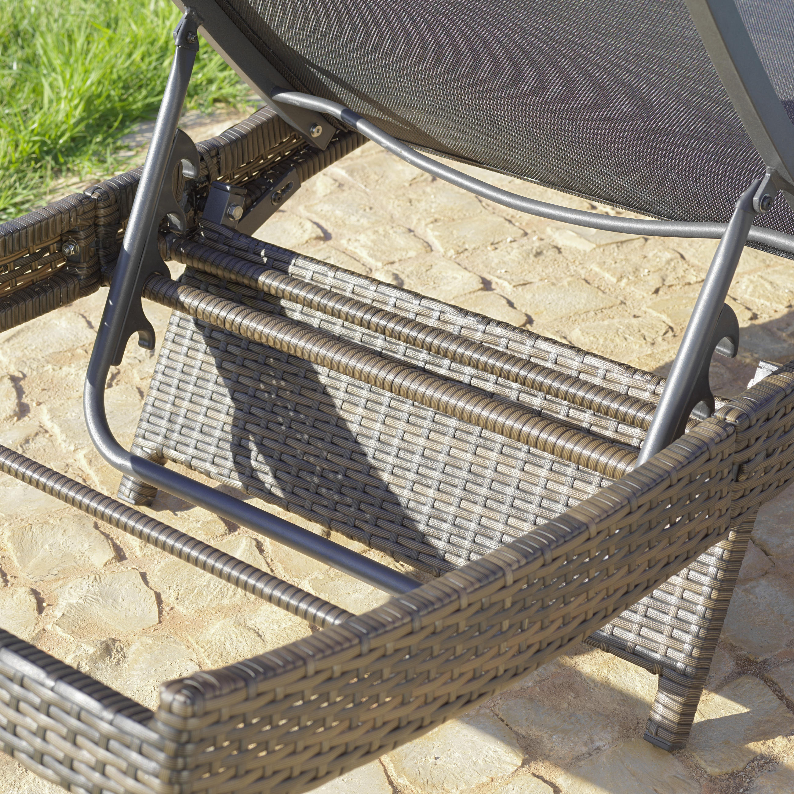 LEŽALJKA VRTNA smeđa, crna metal, plastika, tekstil - smeđa/crna, Design, metal/tekstil (203/38/69cm) - Ambia Garden