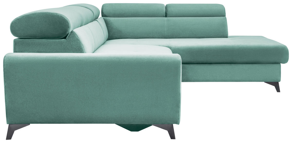ECKSOFA Mintgrün Velours  - Schwarz/Mintgrün, MODERN, Textil/Metall (272/212cm) - MID.YOU