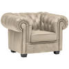 CHESTERFIELD-SESSEL in Lederlook Creme  - Wengefarben/Creme, Lifestyle, Holz/Textil (115/76,5/96cm) - Landscape