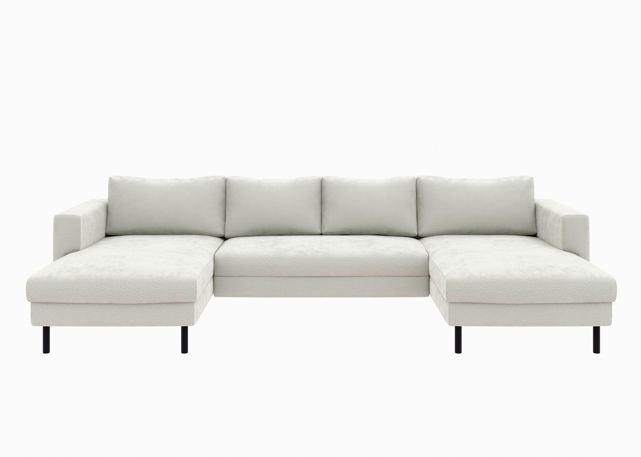 WOHNLANDSCHAFT Weiß Struktur  - Schwarz/Weiß, MODERN, Textil/Metall (161/306/161cm) - Trendmanufaktur