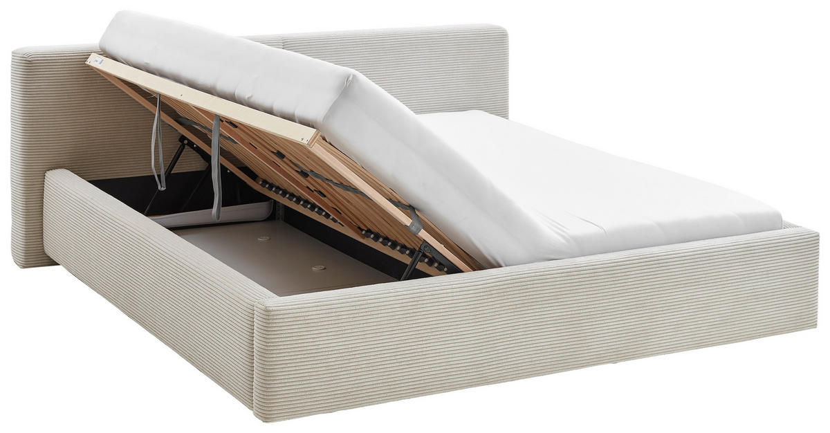 POLSTERBETT 180/200 cm  in Beige  - Weiss/Beige, Basics, Holz/Textil (180/200cm) - Boxxx