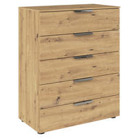 KOMMODE 80/100/42 cm  in Eiche Artisan, Chromfarben  - Chromfarben/Schwarz, Modern, Holzwerkstoff/Kunststoff (80/100/42cm) - Rauch Möbel