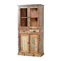 VITRINE  in massiv Altholz Multicolor  - Multicolor/Schwarz, Design, Holz/Metall (90/180/40cm) - MID.YOU
