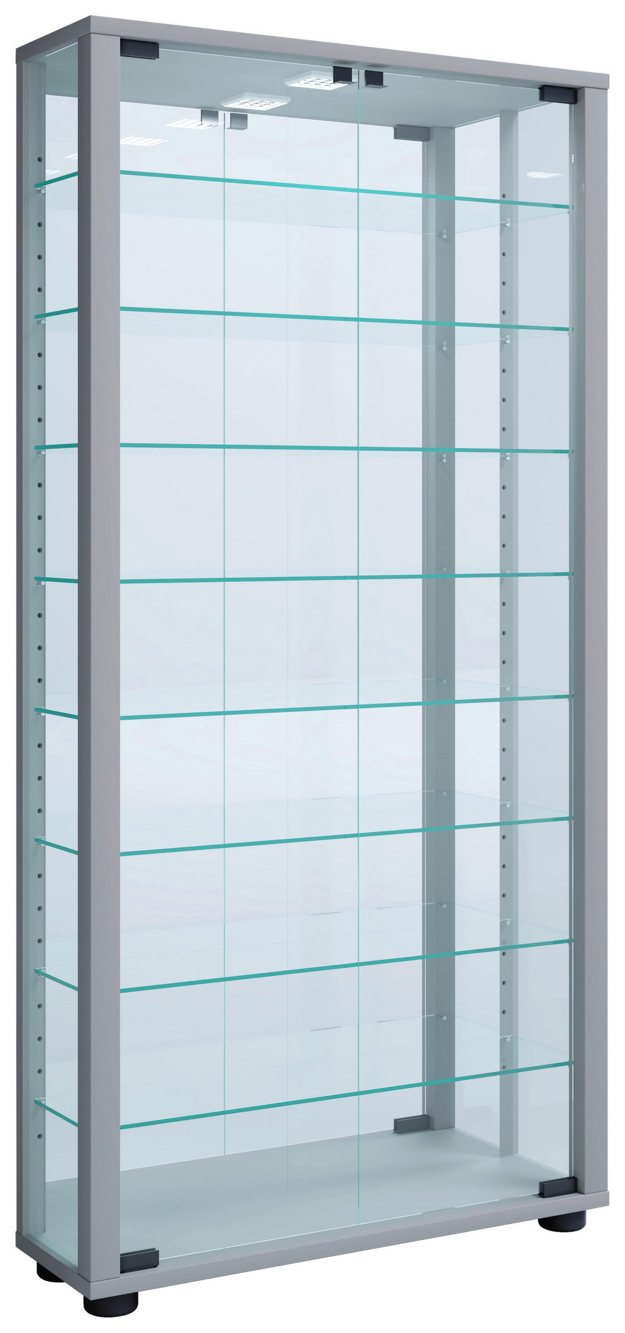 HÄNGEVITRINE in Silberfarben   - Silberfarben/Schwarz, MODERN, Glas/Holzwerkstoff (59/114,3/18cm) - MID.YOU