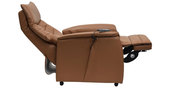 FERNSEHSESSEL  mit Relaxfunktion, Kopfteilverstellung, Aufstehhilfe, Fußteilverstellung Echtleder Lederlook Cognac  - Cognac/Schwarz, Design, Leder/Kunststoff (78.5/87,5-112,5/87,5-161cm) - Cantus
