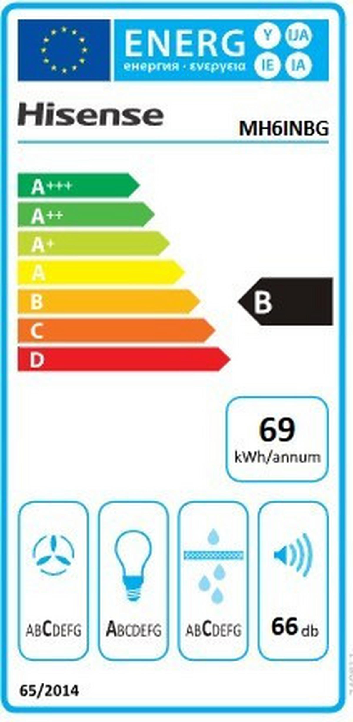 DUNSTABZUGSHAUBE MH6INBG  - Schwarz, Basics, Glas/Metall (60/78,0-108,0/34,1cm) - Hisense