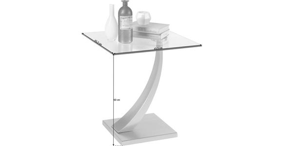 BEISTELLTISCH 45,5/50/45,5 cm Silberfarben quadratisch  - Silberfarben, Design, Glas/Metall (45,5/50/45,5cm) - Xora