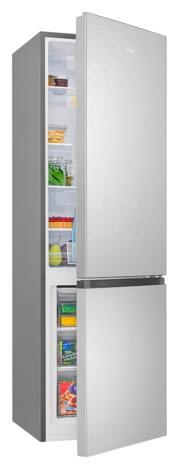 Thumbnail - Bomann Kühl-Gefrier-Kombination, Edelstahl, 3 Schublade(n) Schubladen, C, 49.5x143x56.2 cm, LED-Innenbeleuchtung, Eiswür...