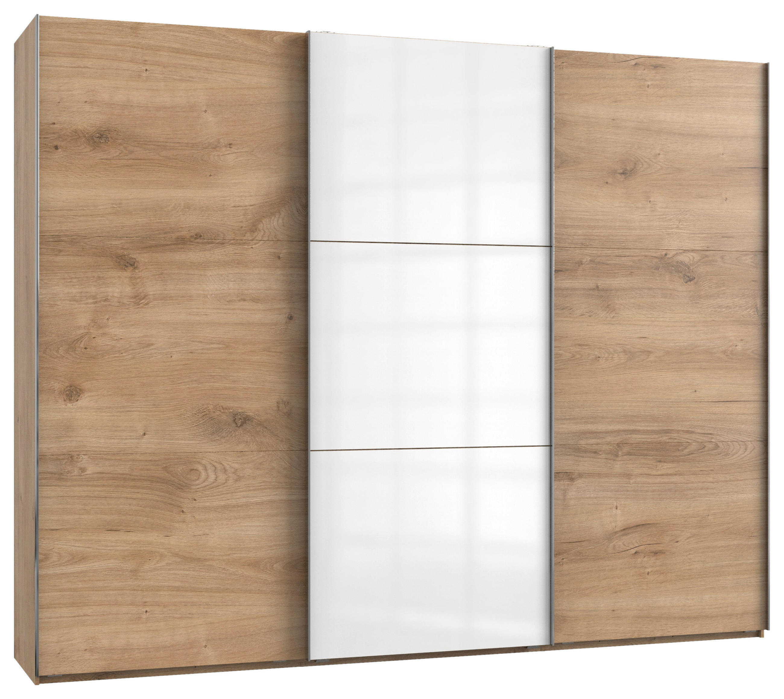 SCHWEBETÜRENSCHRANK in Weiss, Eichefarben  - Chromfarben/Weiss, Modern, Holzwerkstoff (300/236/65cm) - MID.YOU