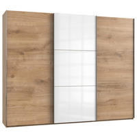 SCHWEBETÜRENSCHRANK in Weiss, Eichefarben  - Chromfarben/Weiss, Modern, Holzwerkstoff (300/236/65cm) - MID.YOU