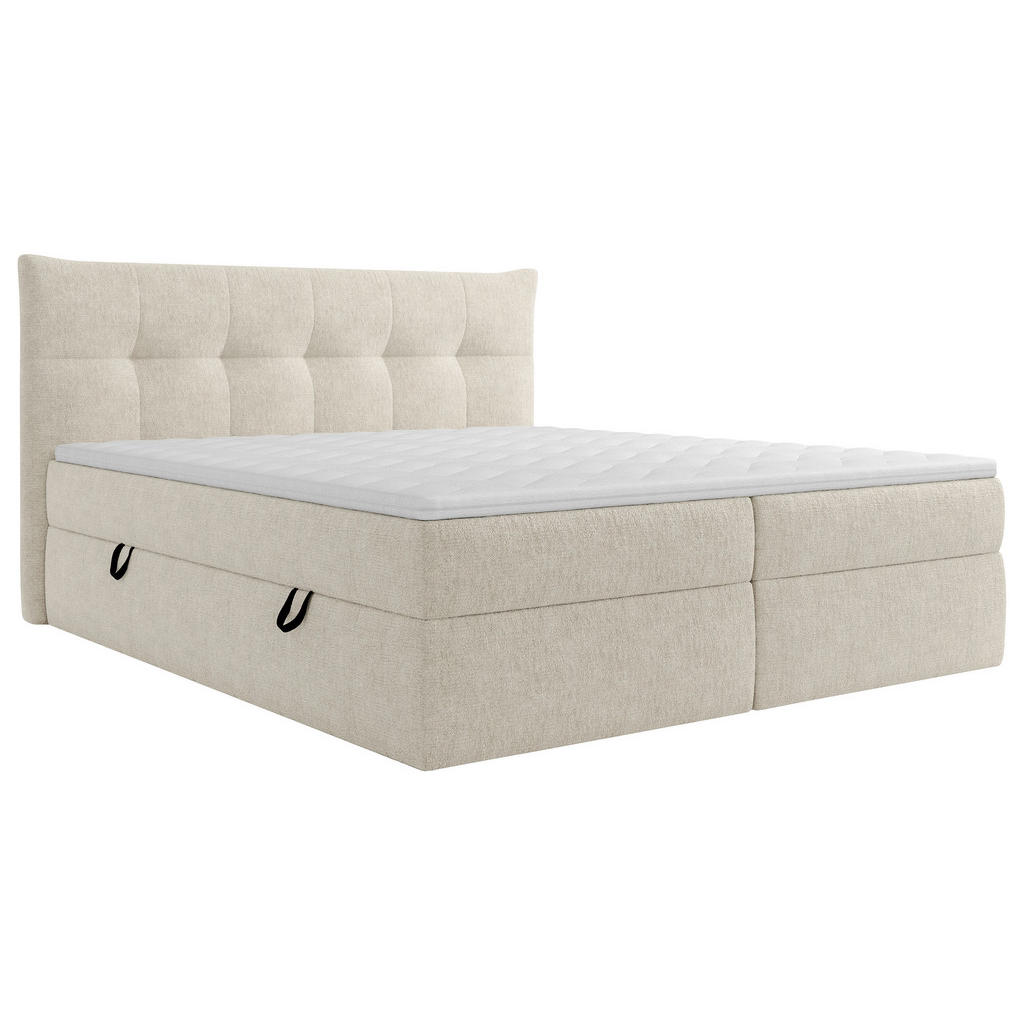 Thumbnail - Boxxx Boxbett, Creme, Textil, Kiefer, massiv, H3, Höhe ca. 20 cm, 180x200 cm, Bettkasten, Matratze, gepolstertes Kopftei...