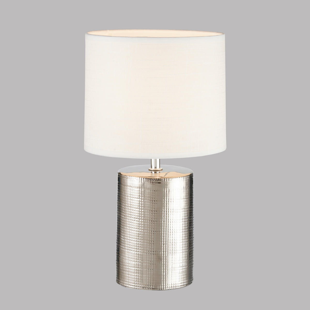 TISCHLEUCHTE Prata 20/35 cm   - Silberfarben/Weiß, MODERN, Keramik/Textil (20/35cm) - Fischer & Honsel