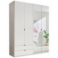 DREHTÜRENSCHRANK 180/225,5/57 cm,  in Weiß, 4-türig  - Schwarz/Weiß, KONVENTIONELL, Glas/Holzwerkstoff (180/225,5/57cm) - Xora