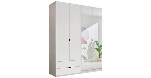 DREHTÜRENSCHRANK 180/225,5/57 cm,  in Weiß, 4-türig  - Schwarz/Weiß, KONVENTIONELL, Glas/Holzwerkstoff (180/225,5/57cm) - Xora