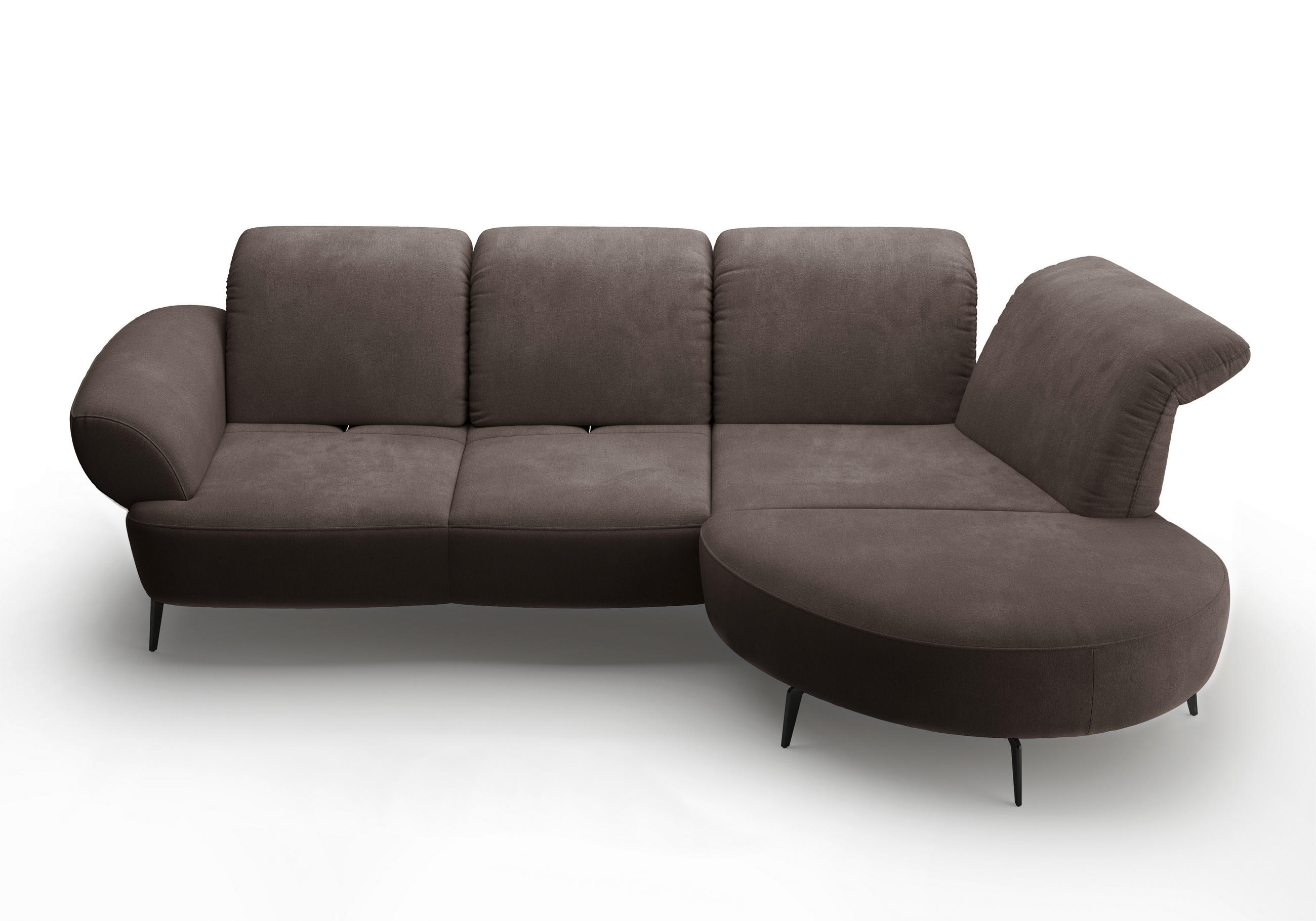 ECKSOFA in Flachgewebe Graphitfarben - Schwarz/Graphitfarben, Modern, Textil/Metall (313/208cm) - Sit & More