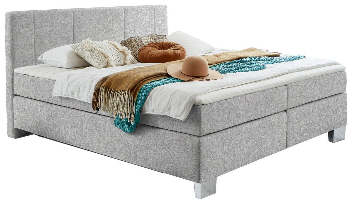 BOXSPRINGBETT 200/200 cm  in Taupe  - Taupe/Chromfarben, Konventionell, Kunststoff/Textil (200/200cm) - Hom`in