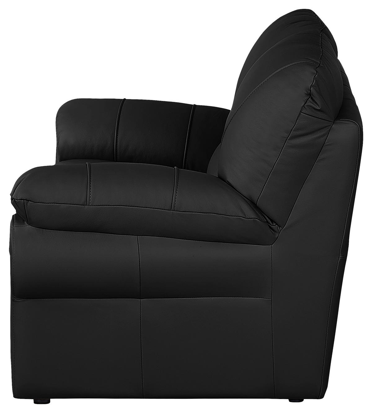 2-SITZER-SOFA in Echtleder Schwarz  - Schwarz, Design, Leder/Kunststoff (150/92/85cm) - Livetastic