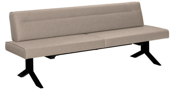 SITZBANK 220/87/70-86 cm Samt Hellbraun, Cappuccino  - Hellbraun/Schwarz, KONVENTIONELL, Textil/Metall (220/87/70-86cm) - Moderano