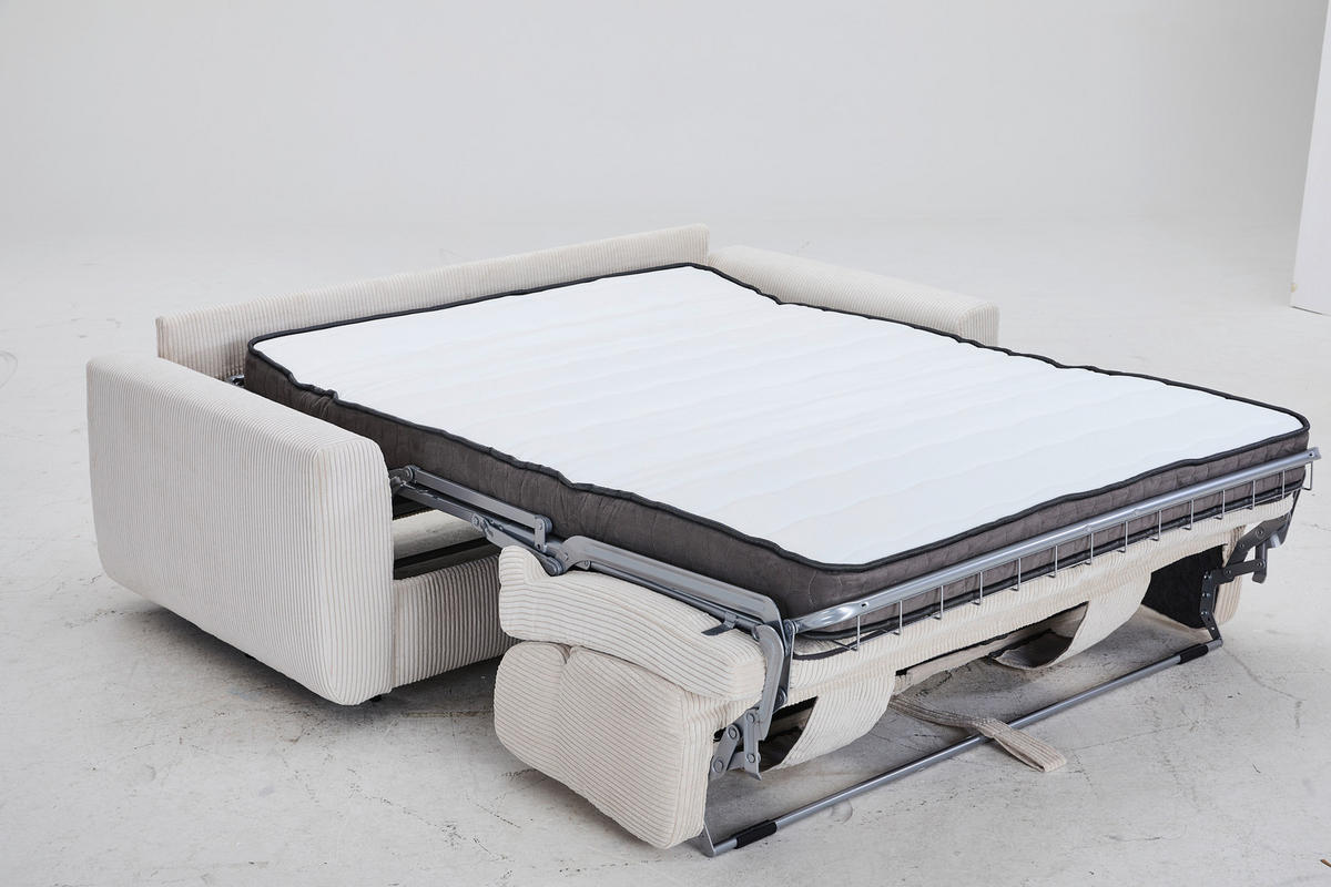 SCHLAFSOFA Cord Creme  - Creme/Schwarz, Design, Kunststoff/Textil (200/84/98cm) - Novel