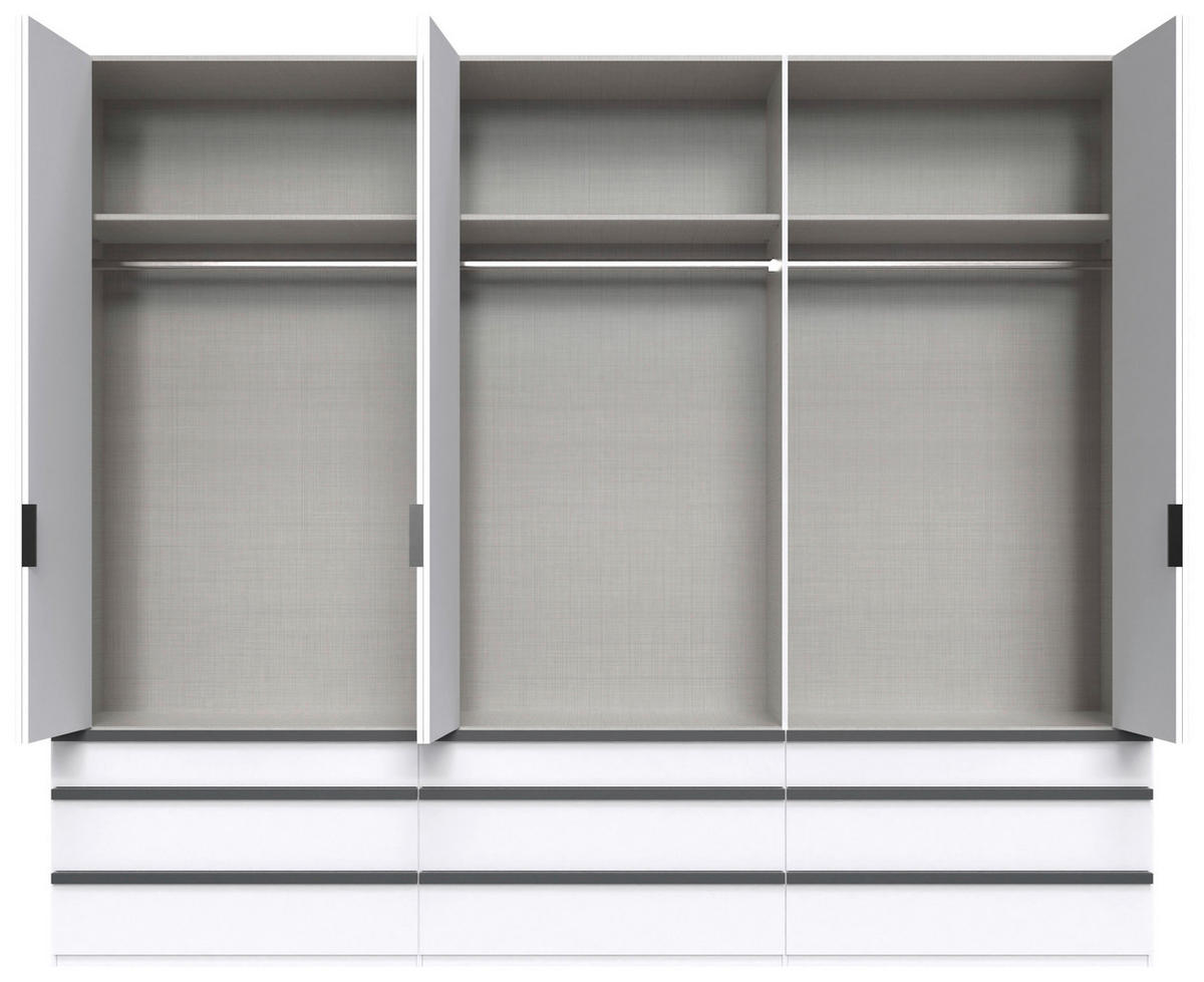 FALTTÜRENSCHRANK 300/236/58 cm 6-türig Weiß  - Schwarz/Weiß, Design, Holzwerkstoff (300/236/58cm) - Boxxx