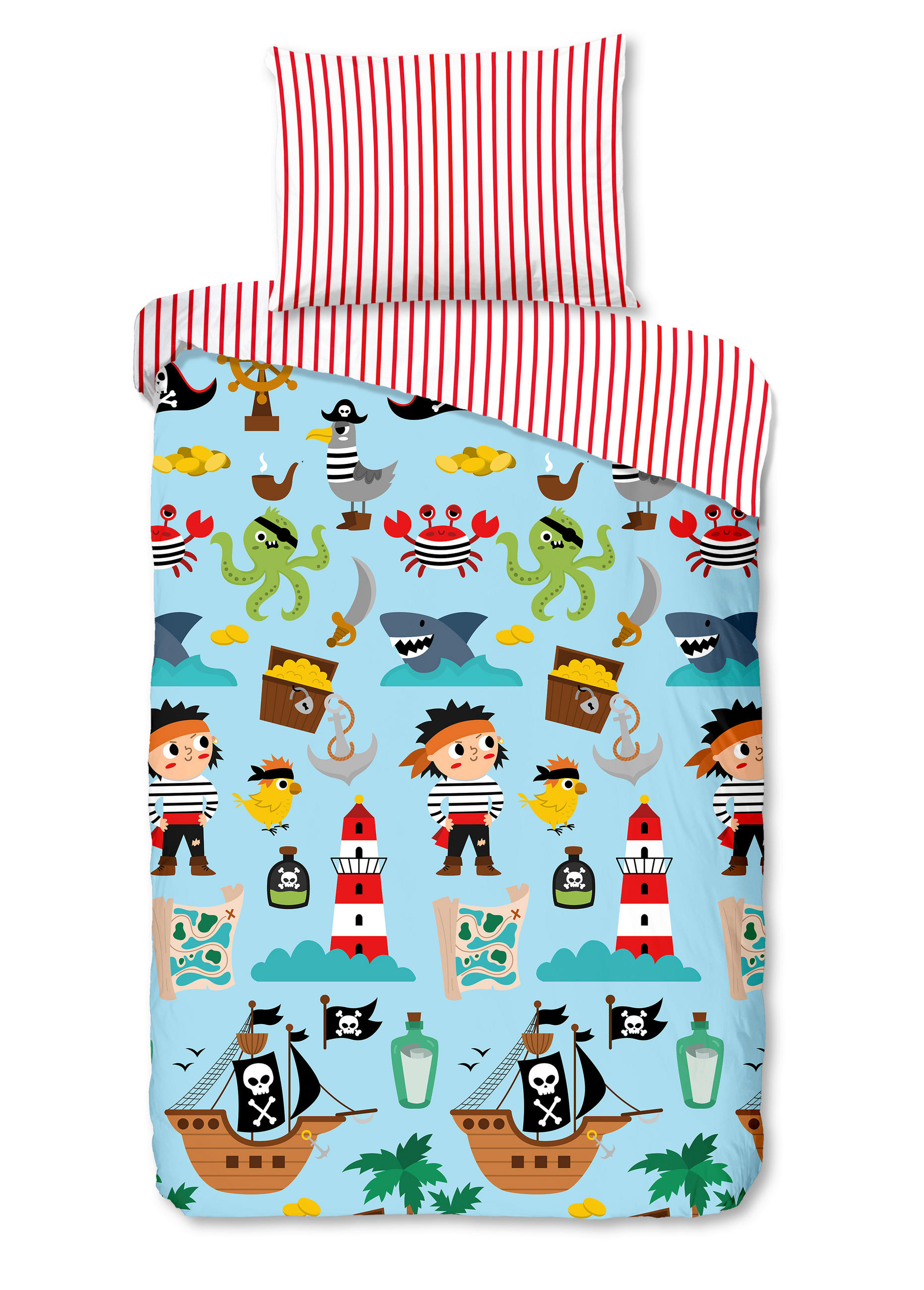 KINDERBETTWÄSCHE 140/200 cm  - Türkis/Rot, Trend, Textil (140/200cm)