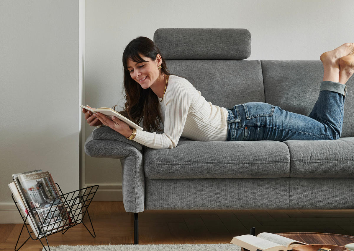 ECKSOFA in Flachgewebe Grau  - Schwarz/Grau, Konventionell, Textil/Metall (190/241cm) - Beldomo Comfort