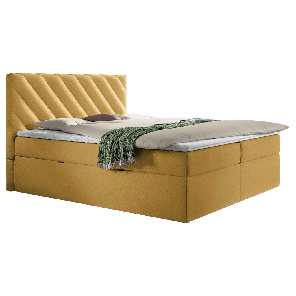 Boxspringbett mit Topper Senfgelb 180x200 cm Gusto